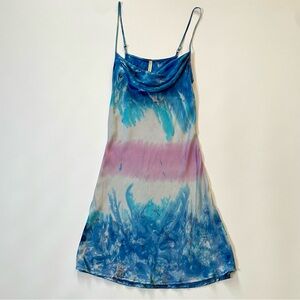 UO Blue Tie Dye Mini Slip Dress